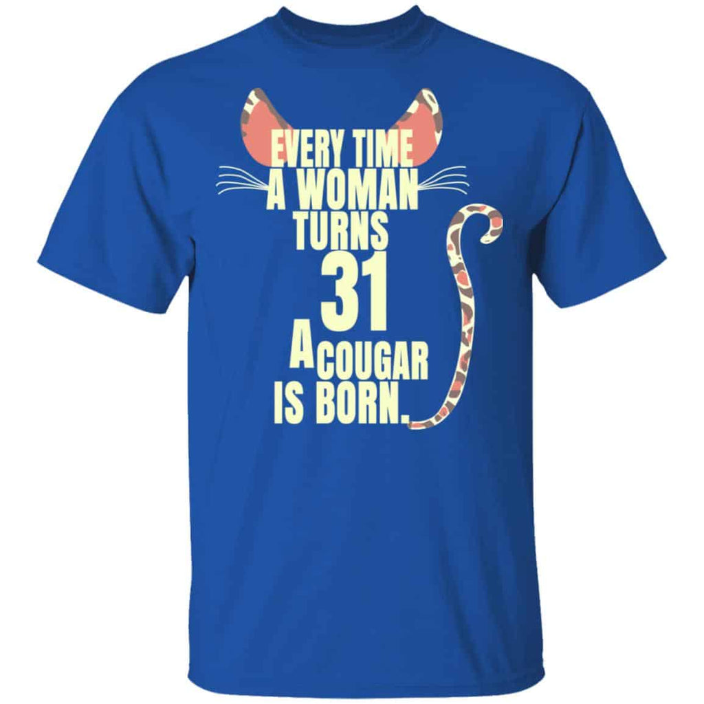 Every Time A Woman Turns 31 A Cougar Is Born Birthday Shirt, Hoodie, Tank