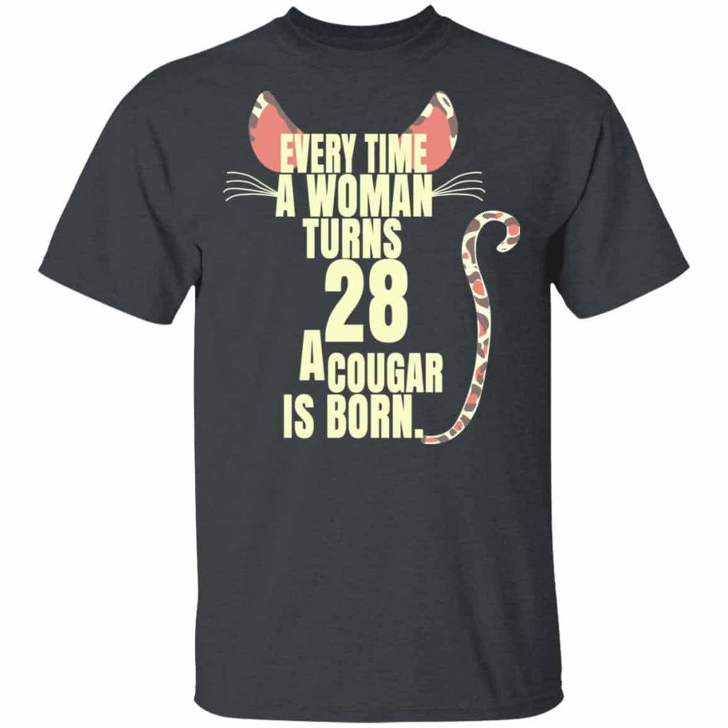 Every Time A Woman Turns 28 A Cougar Is Born Birthday Shirt, Hoodie, Tank