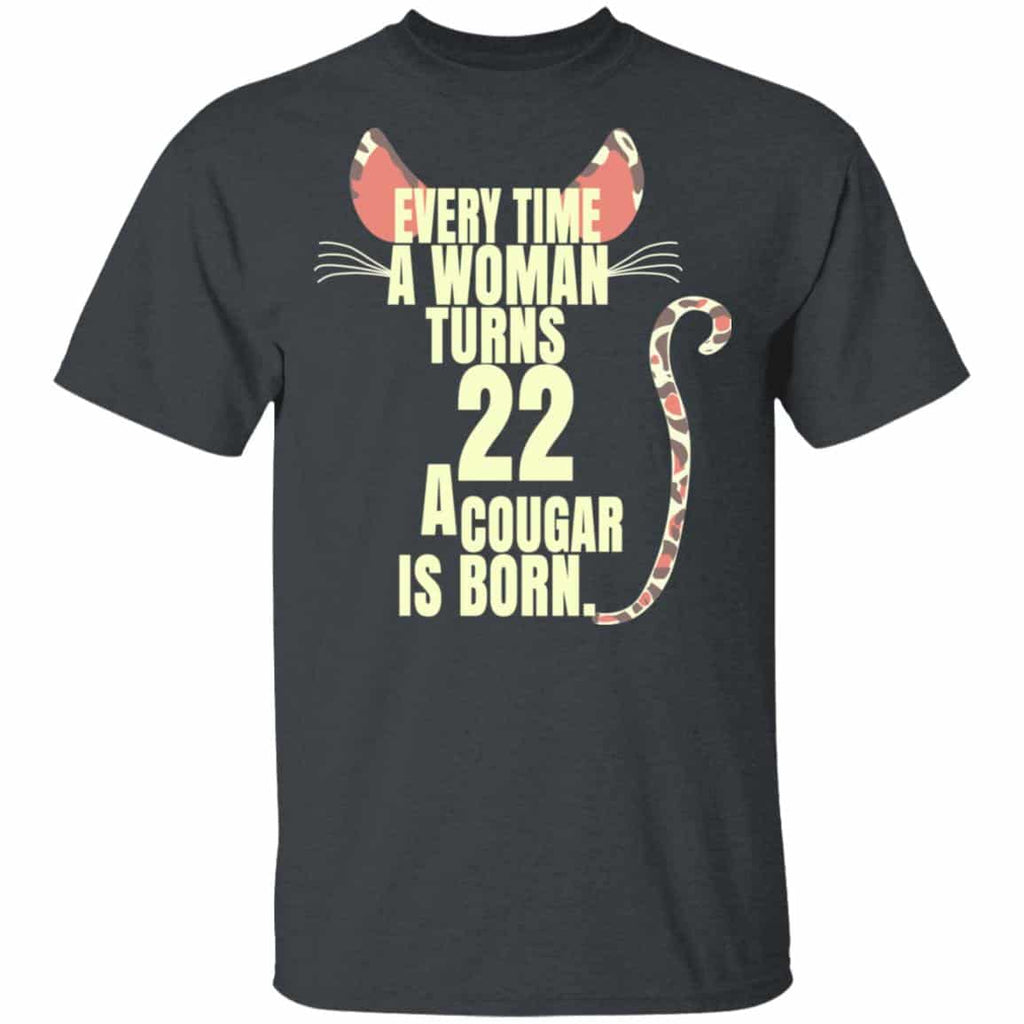 Every Time A Woman Turns 22 A Cougar Is Born Birthday Shirt, Hoodie, Tank