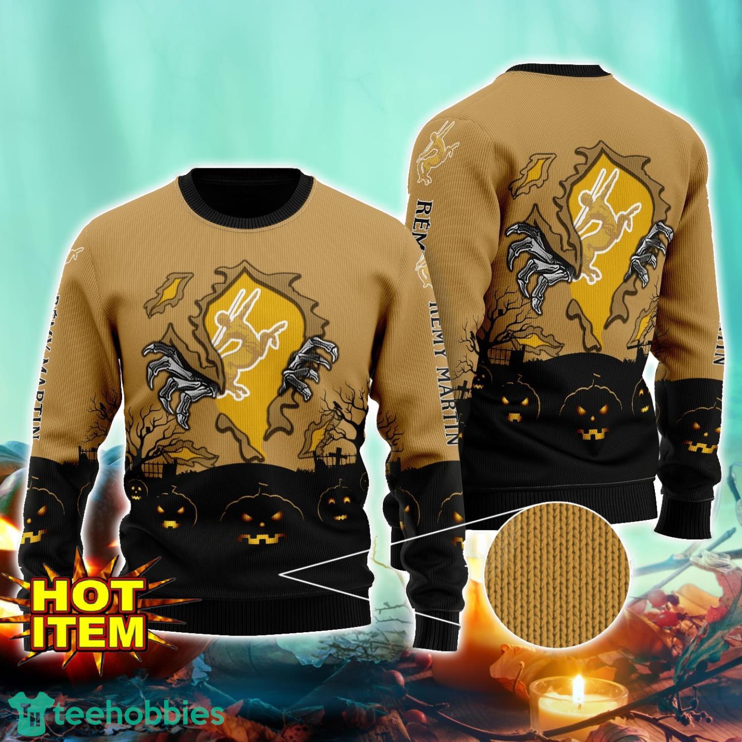 Remy Martin Scary Night Halloween Hand Pull Out Halloween 3D Sweater For Men and Women