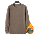 Mens Casual Velvet Long Sleeve Loose Fit Round Neck Top for All Seasons Unisex , , , Long Sleeve Tee
