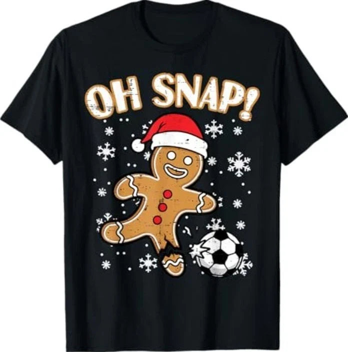 Christmas Gingerbread Soccer Oh Snap Funny Xmas Unisex , , , Long Sleeve Tee