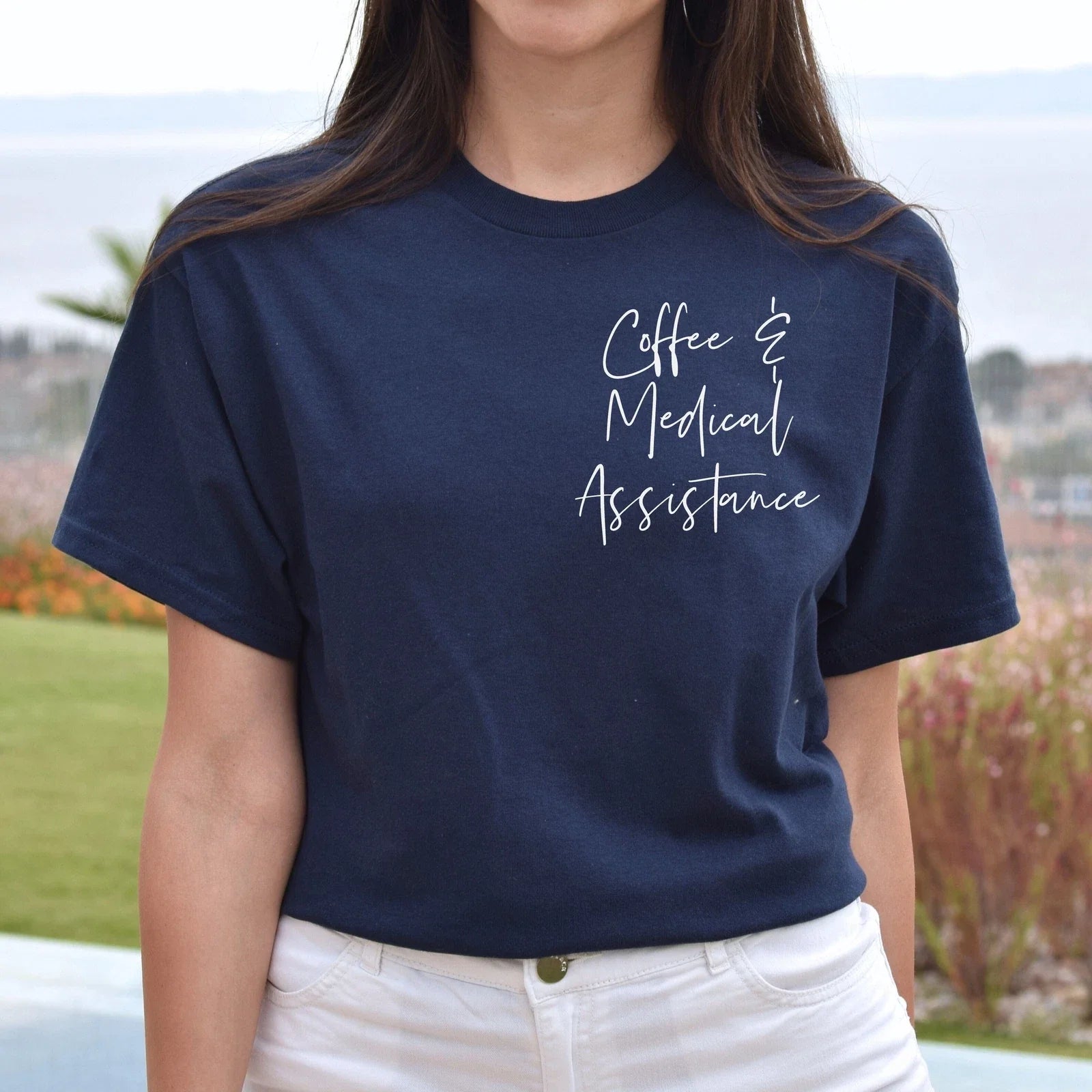 Coffee and medical assistance pocket Unisex CMA tee Black Navy Dark Heat Unisex , , , Long Sleeve Tee