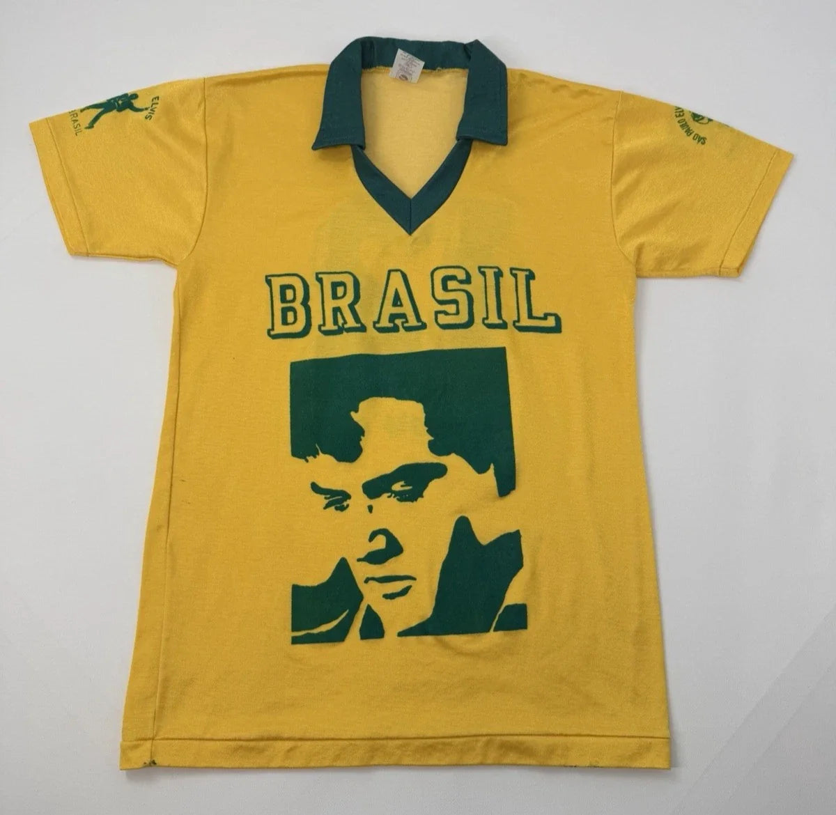 Vintage 80s Elvis Presley Brasil Fan Club Soccer Style Jersey RARE M Unisex , , , Long Sleeve Tee