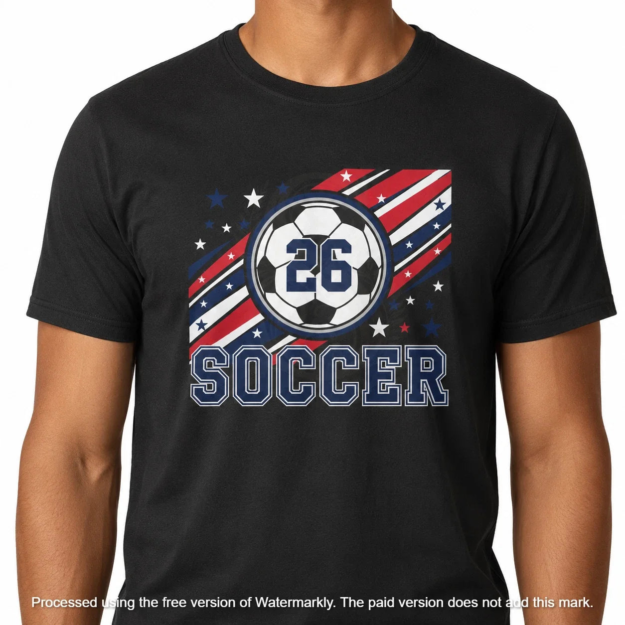 Soccer 26 Patriotic USA Flag Graphic T Shirt Youth Adult Sports Fan Tee Unisex , , , Long Sleeve Tee