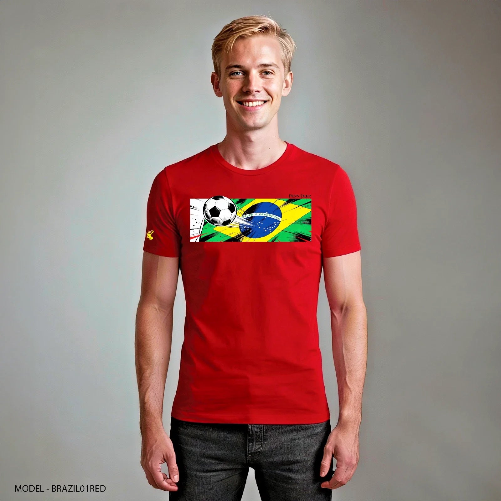 Soccer Colletion Penn Deer Tshirt with Brazil Flag 2026 Unisex , , , Long Sleeve Tee
