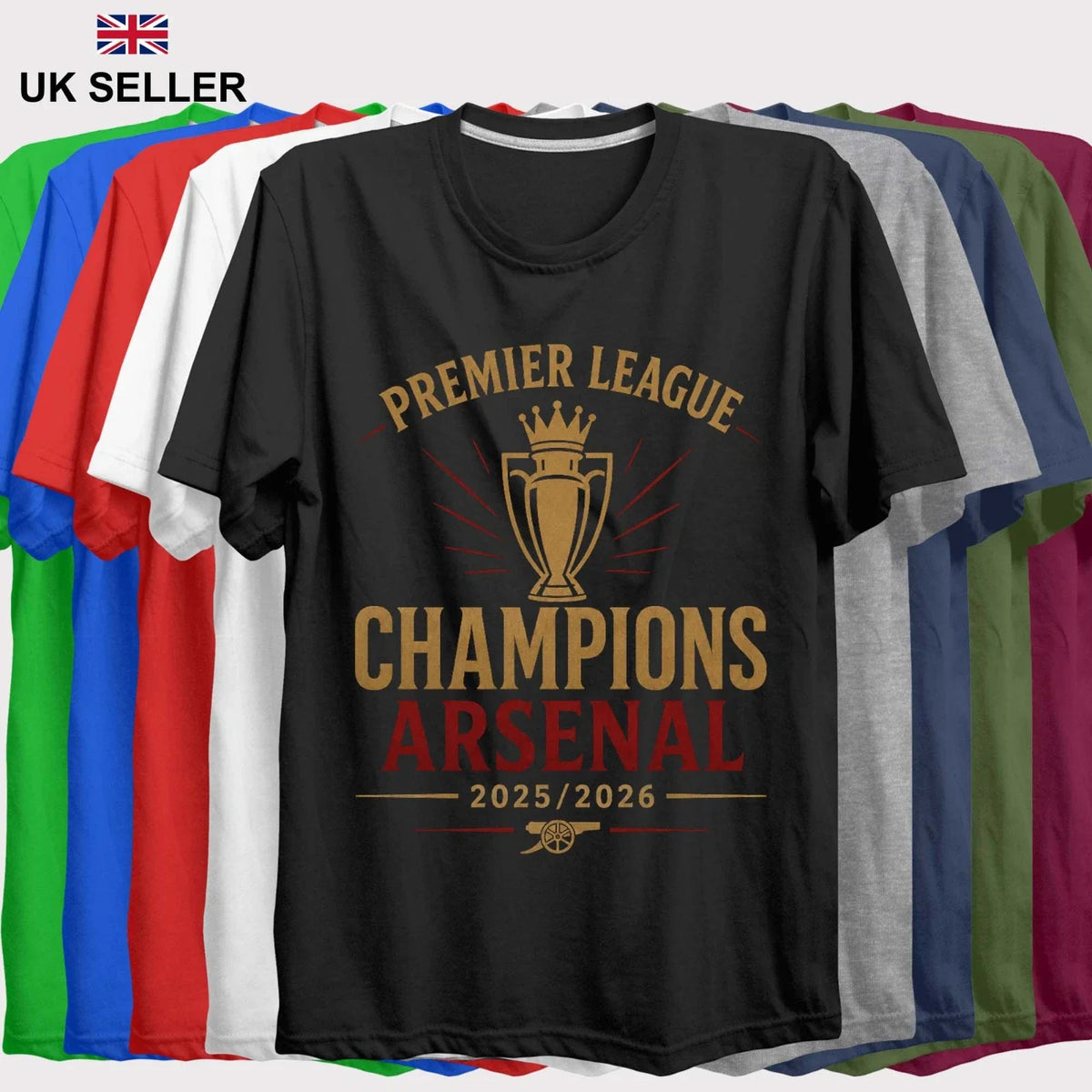 Mens Arsenal Football T Shirt 2026 Champions Kids Soccer Shirt Football Fan Top Unisex , , , Long Sleeve Tee
