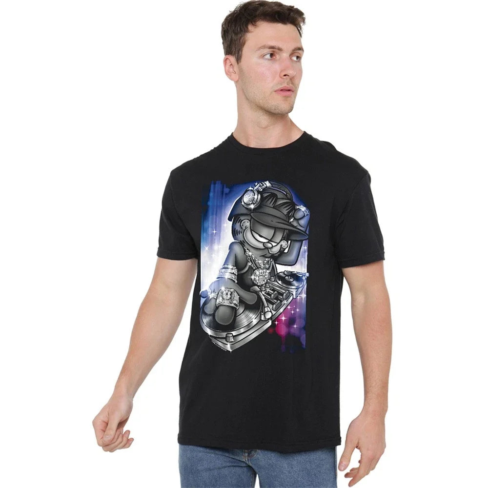 Garfield Dj Lazy S-5XL, Black Unisex , , , Long Sleeve Tee
