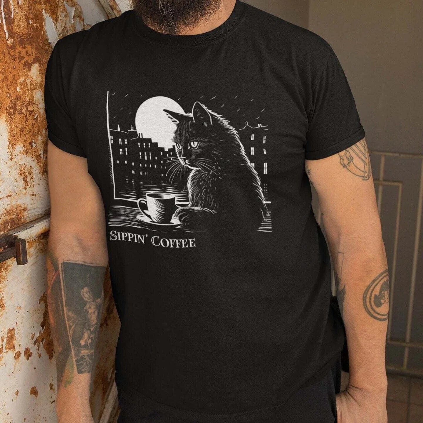 Cat Coffee Shirt Unisex , , , Long Sleeve Tee