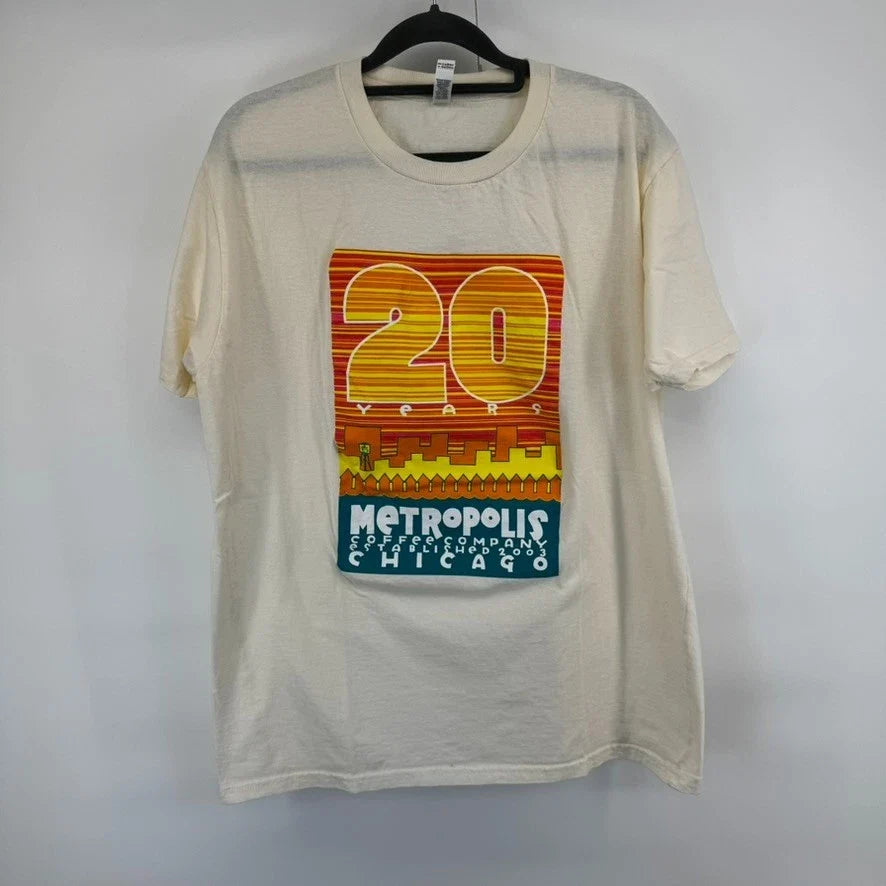 Metropolis Coffee 20th Anniversary Edgewater Chicago Unisex Large Tshirt Unisex , , , Long Sleeve Tee