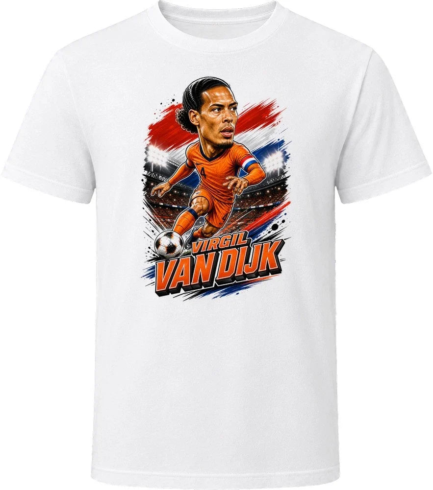 Virgil van Dijk, Netherlands Caricature Soccer 2026 T Shirt Unisex , , , Long Sleeve Tee