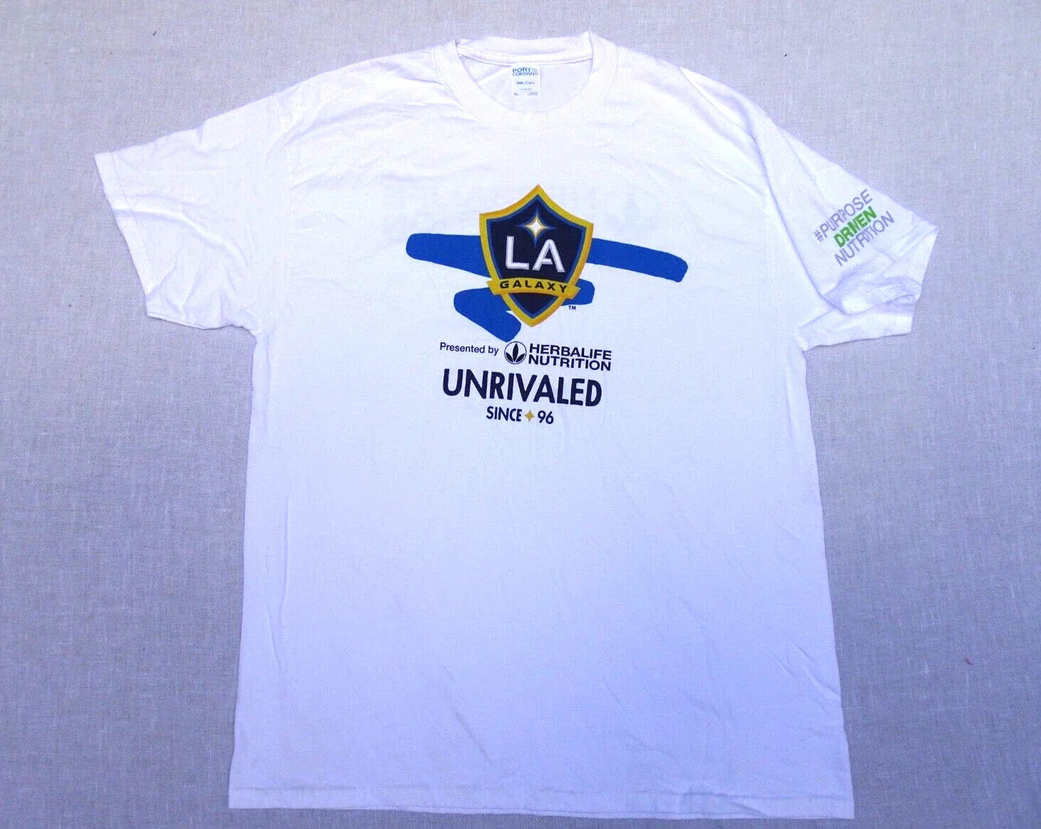 LA Galaxy MLS Soccer Unrivaled Since 96 T Shirt XL White EUC Unisex , , , Long Sleeve Tee