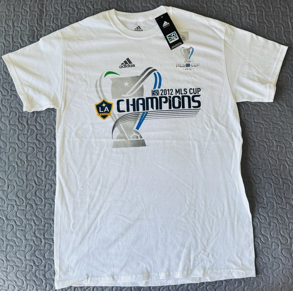 LA Galaxy 2012 MLS Cup Champions T Shirt Adult Men Medium White Soccer New w/Tag Unisex , , , Long Sleeve Tee