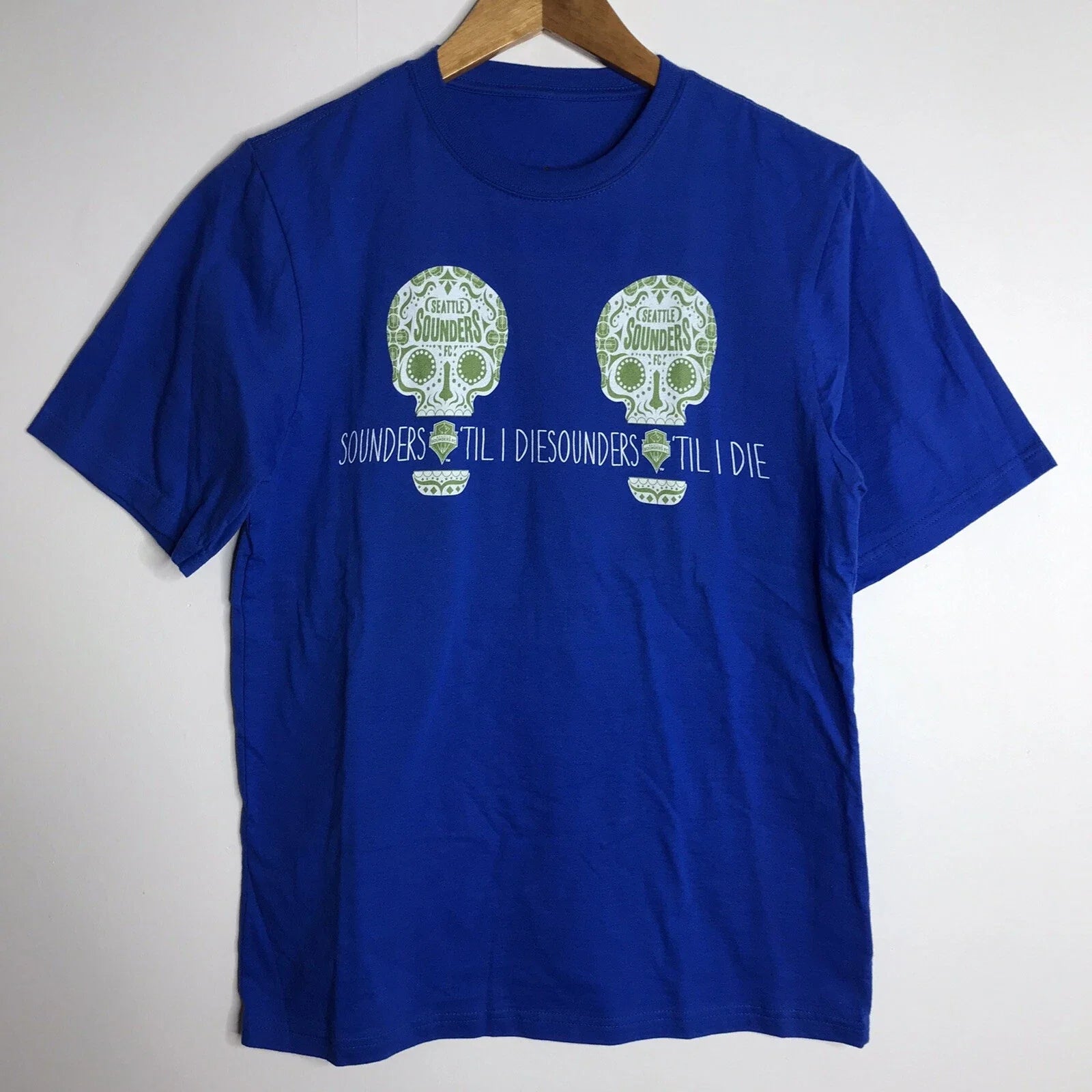 Seattle Sounders Till I Die Day of the Dead Skull Soccer Adult Small T Shirt Unisex , , , Long Sleeve Tee