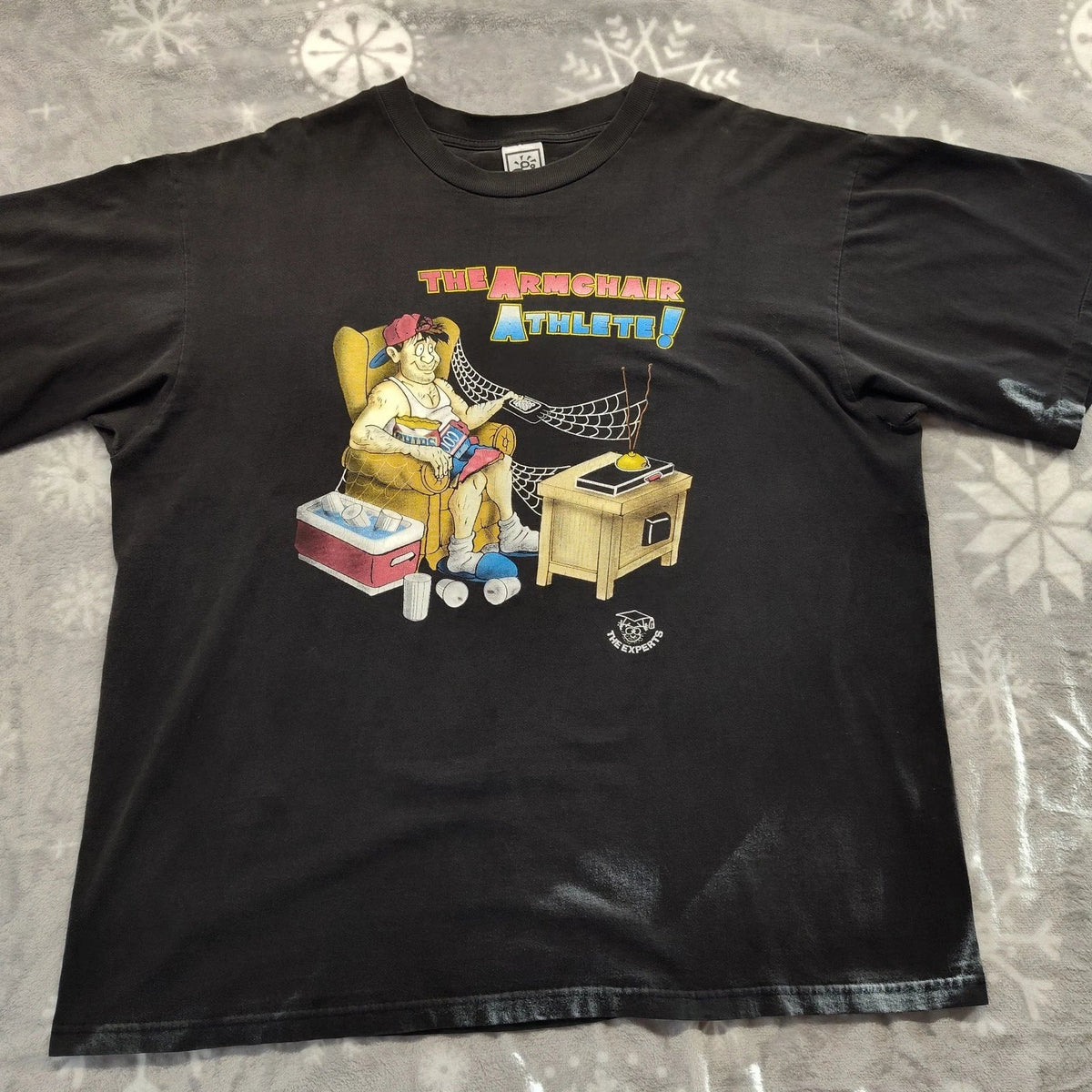vintage 90s THE ARMCHAIR ATHLETE CARTOON LAZY JOKE T Shirt 2XL Men's Fader Unisex , , , Long Sleeve Tee