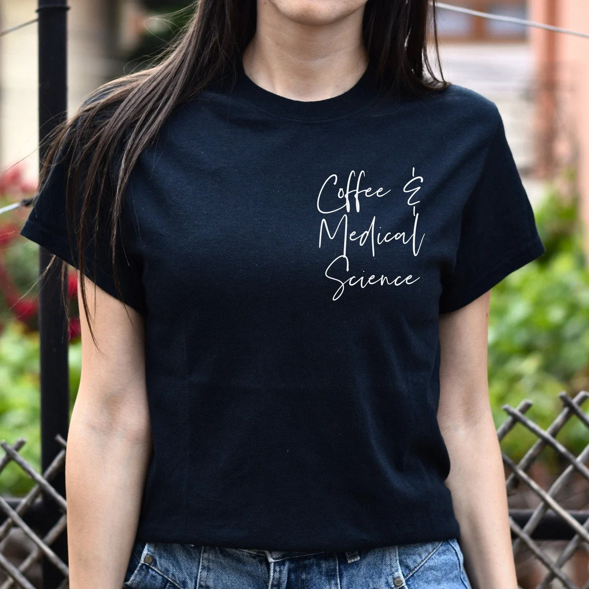 Coffee and medical science pocket Unisex Med scientist tee Black Navy Da Unisex , , , Long Sleeve Tee