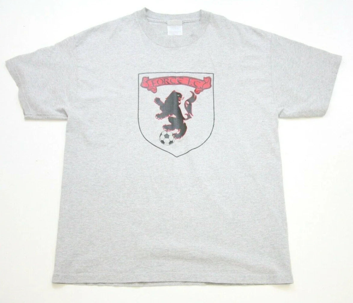 Large Force Seattle Sounders Crew Neck Cotton Polyester Gray Tee Top N33 Unisex , , , Long Sleeve Tee