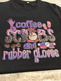 Graphic Print Black M Unisex Adults Crew Neck Short Sleeve Coffee Unisex , , , Long Sleeve Tee
