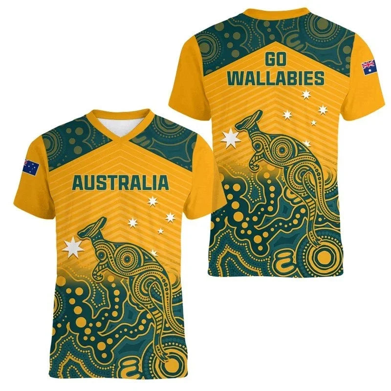 Australia Football And Rugby Polyester 2026 World Cup Tees Unisex , , , Long Sleeve Tee