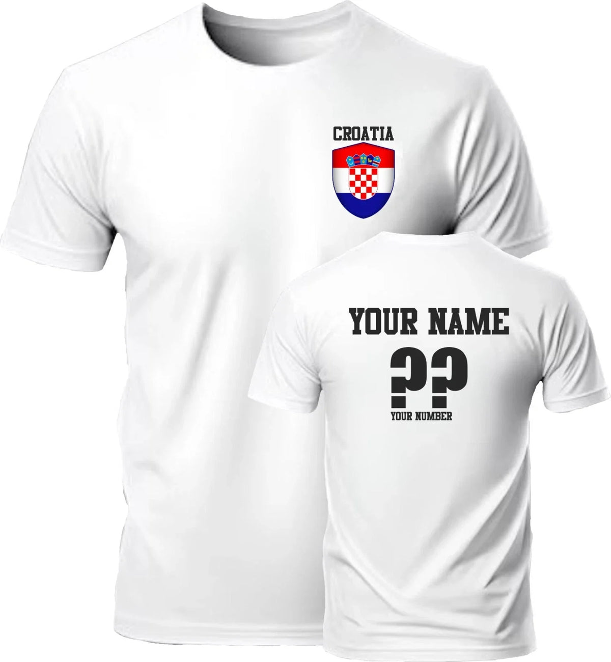 Personalise Croatia Football Soccer Fans Sports Costume Flag Badge Top Unisex , , , Long Sleeve Tee