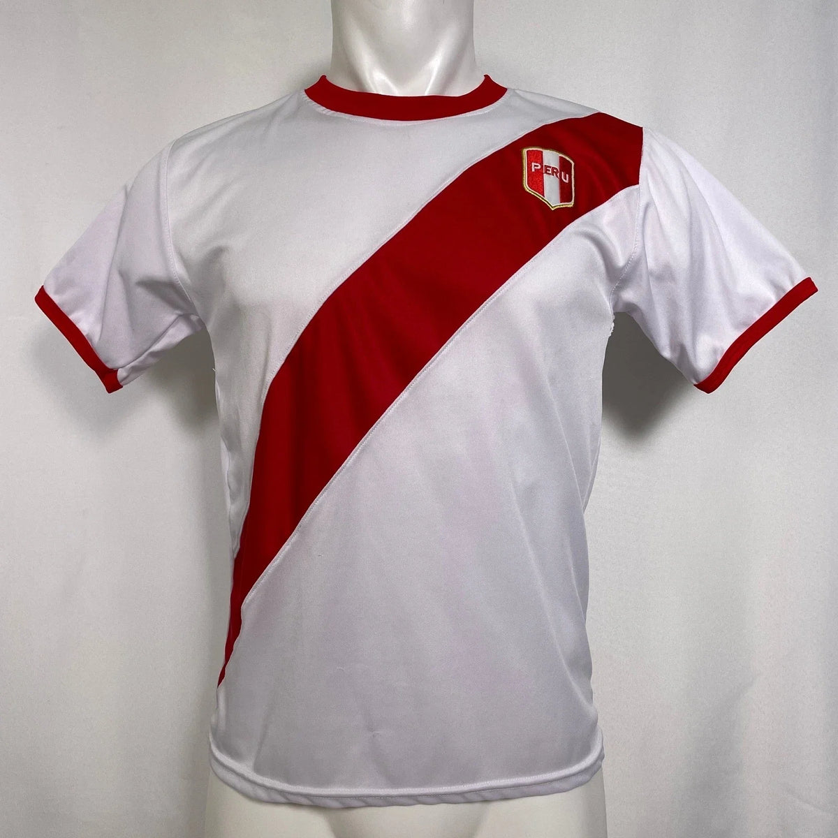 Peru National Soccer Team White Red Jersey Men's SMALL Unisex , , , Long Sleeve Tee