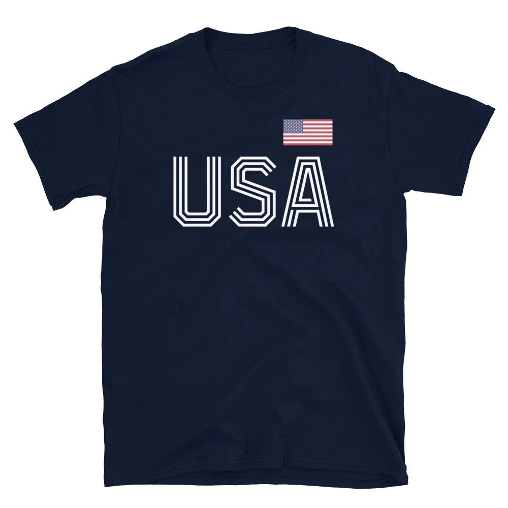 USA Flag Soccer Futbol Sports Fan Fourth of July Short-Sleeve Unisex Unisex , , , Long Sleeve Tee