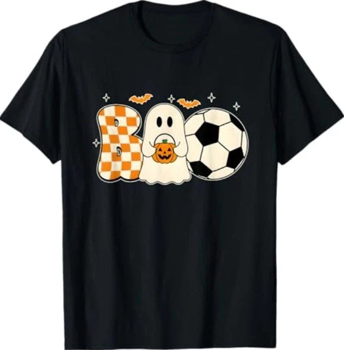 Boo Ghost Playing Soccer Halloween Players Trick or Treat Unisex , , , Long Sleeve Tee