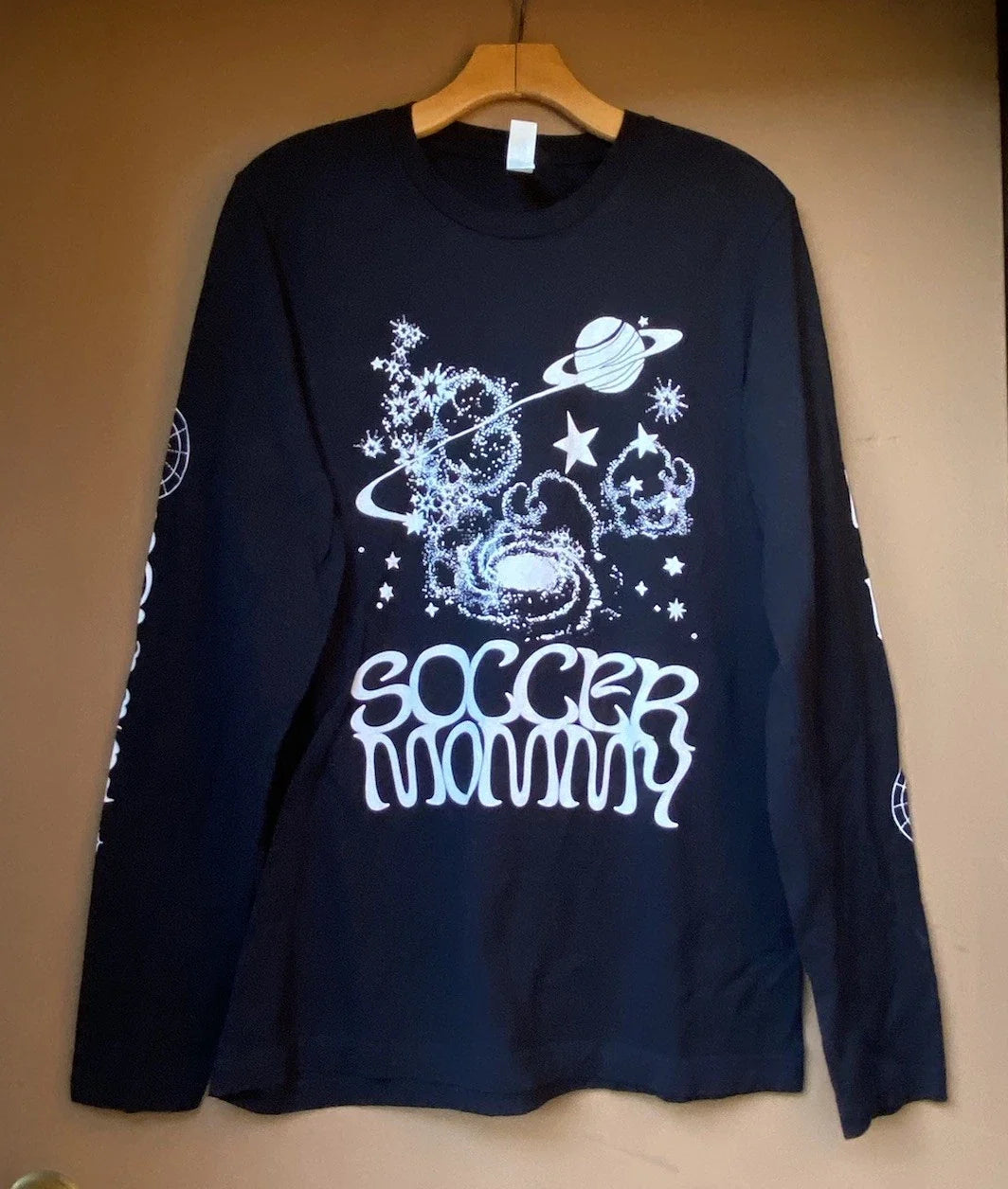 Soccer Mommy Long Sleeve Band Tee Space Planets Black Size Large L Unisex , , , Long Sleeve Tee
