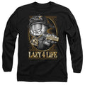 Garfield Lazy 4 Life Long Sleeve S-2XL, Black Unisex , , , Long Sleeve Tee