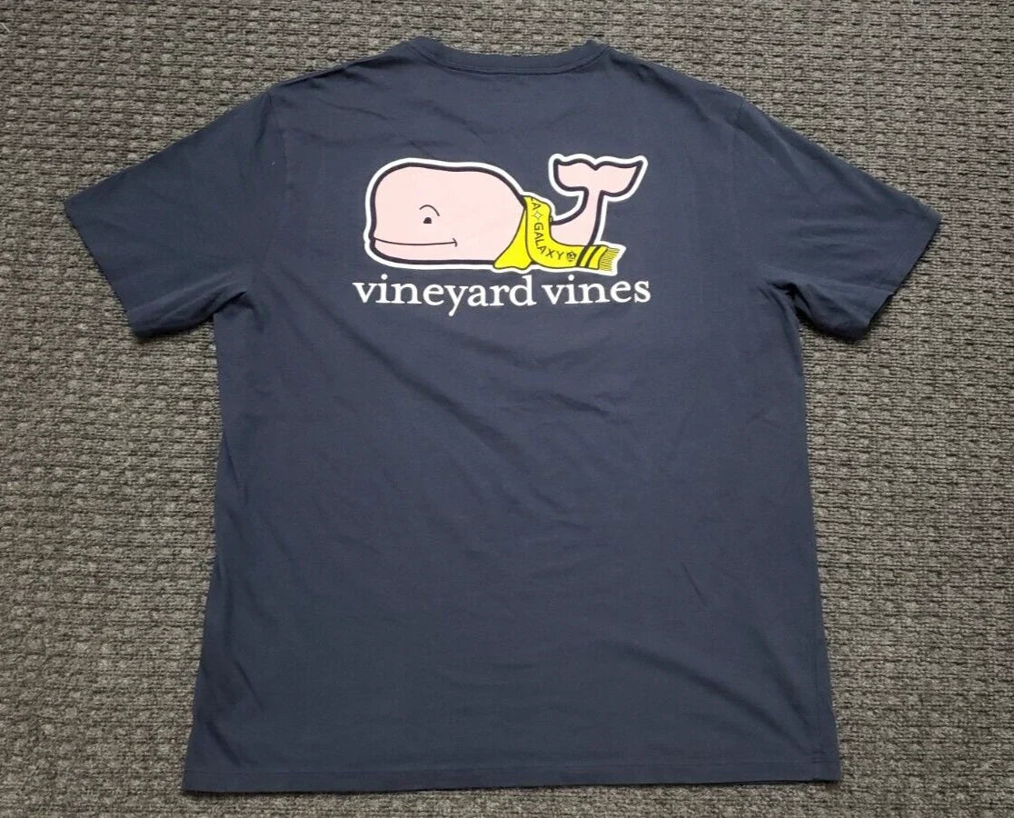 Vineyard Vines Men's Large Dark Blue T Shirt LA Galaxy MLS Soccer Football Scarf Unisex , , , Long Sleeve Tee