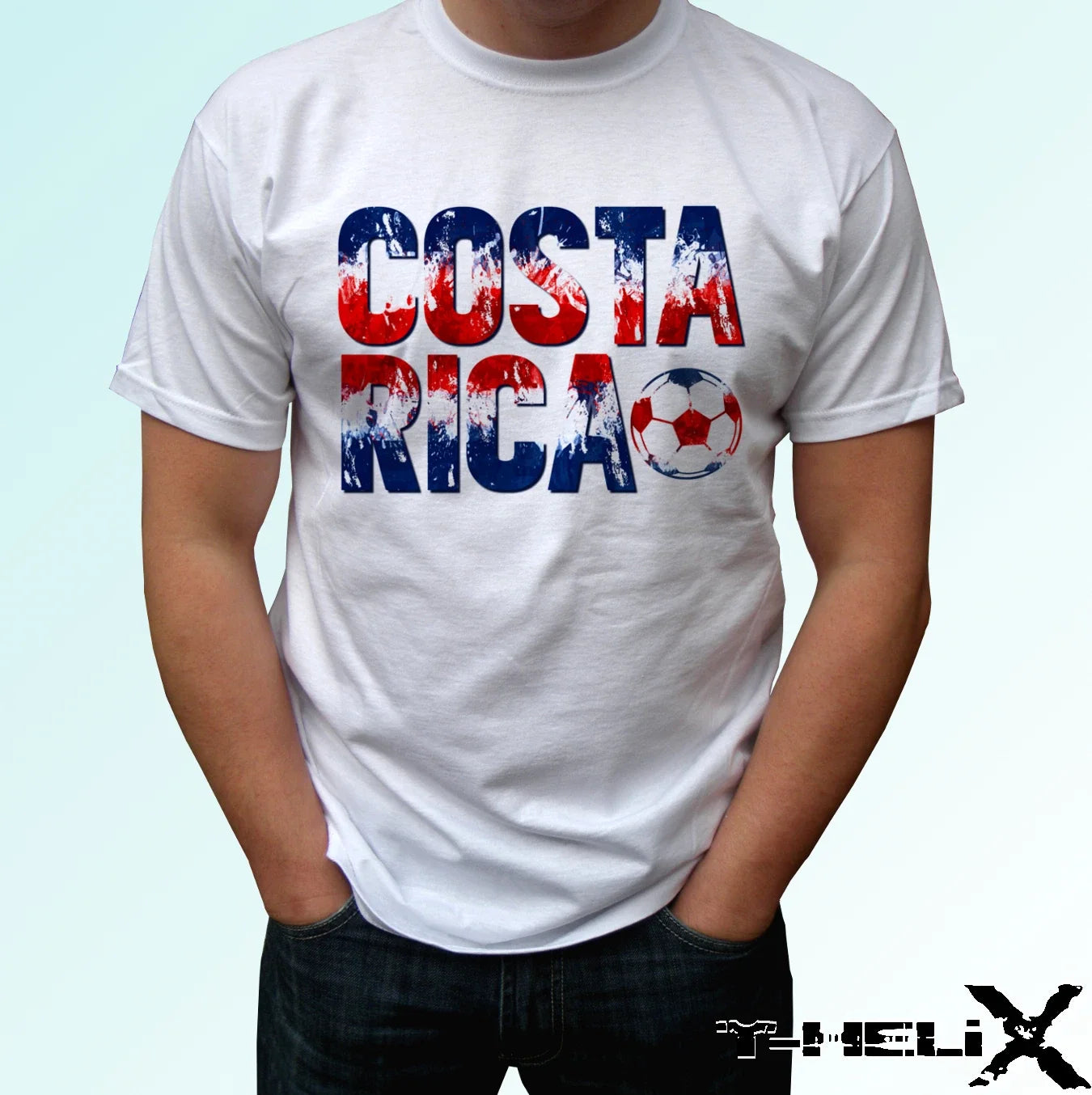 Costa Rica football flag - white t shirt top soccer - mens womens kids baby Unisex , , , Long Sleeve Tee