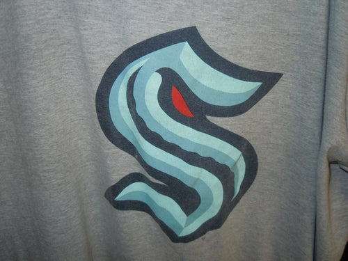 " FANATICS " SEATTLE KRACKEN GRAY SHORT SLEEVE T SHIRT - SIZE XL Unisex , , , Long Sleeve Tee