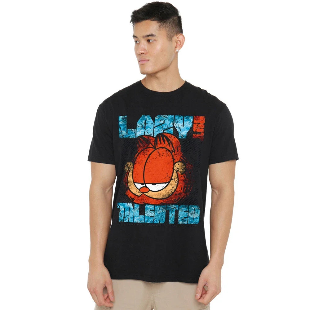 Garfield Lazy But Talented Distressed S-5XL, Black Unisex , , , Long Sleeve Tee