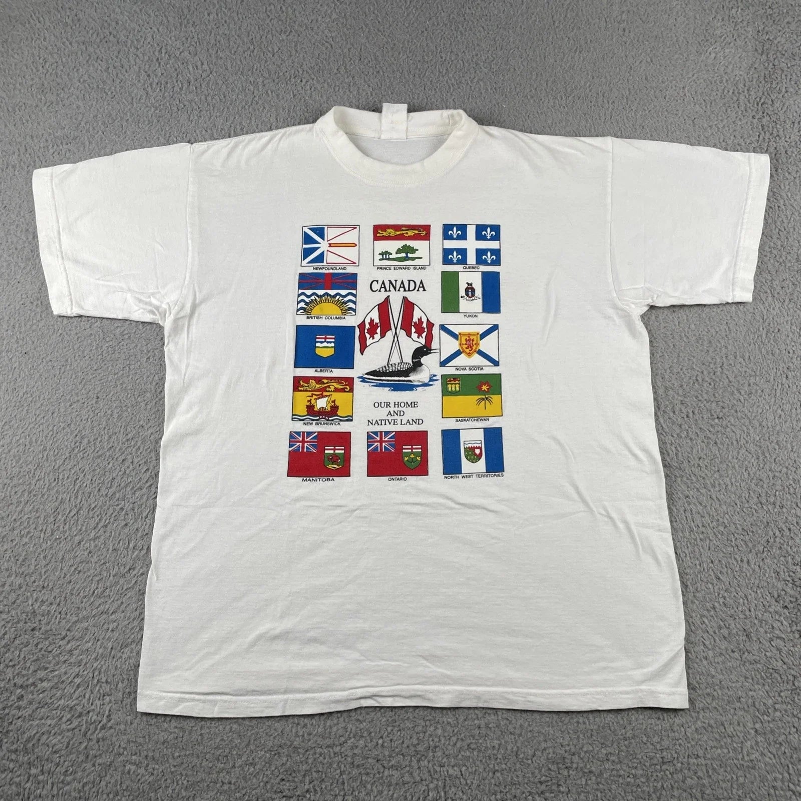 Vintage 90s Canadian Province Flags Shirt White Large Out Home And Native Land Unisex , , , Long Sleeve Tee