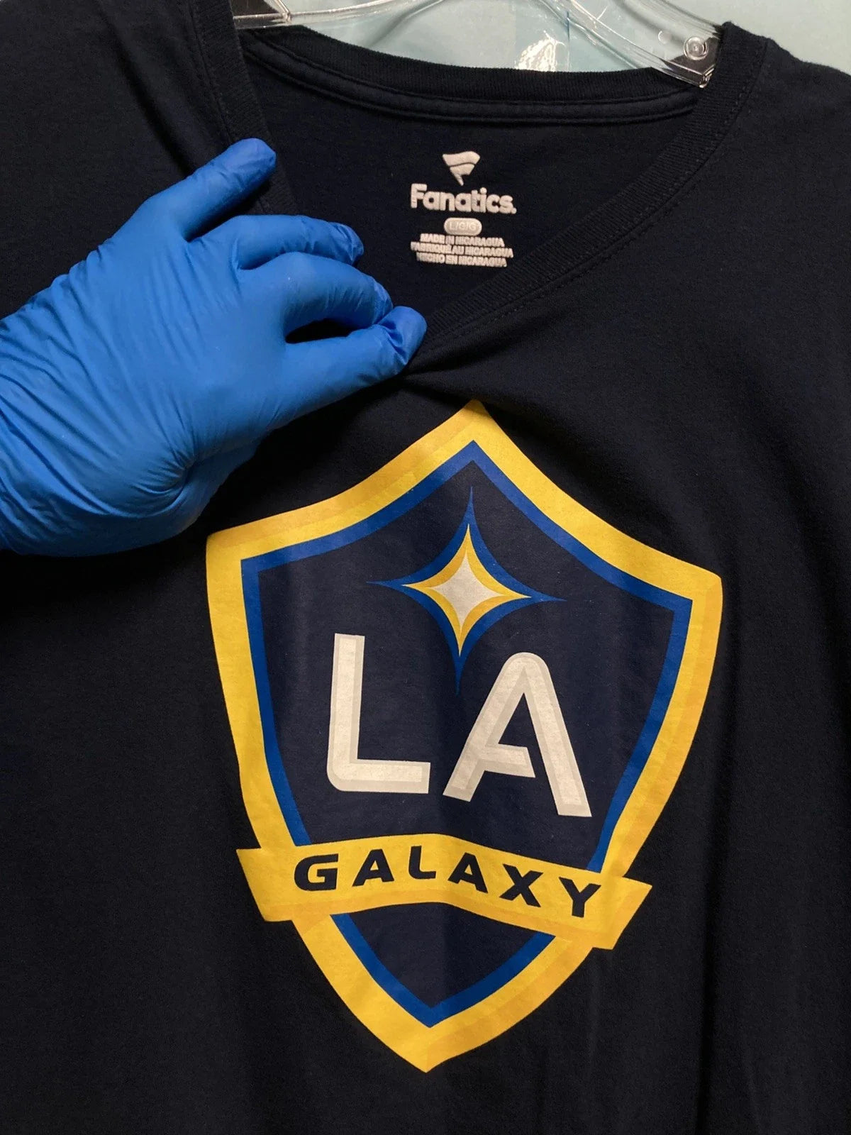 Fanatics Brand LA GALAXY MLS Unisex T Shirt; LG; Navy ; PreOwnd & Very Good Cond Unisex , , , Long Sleeve Tee