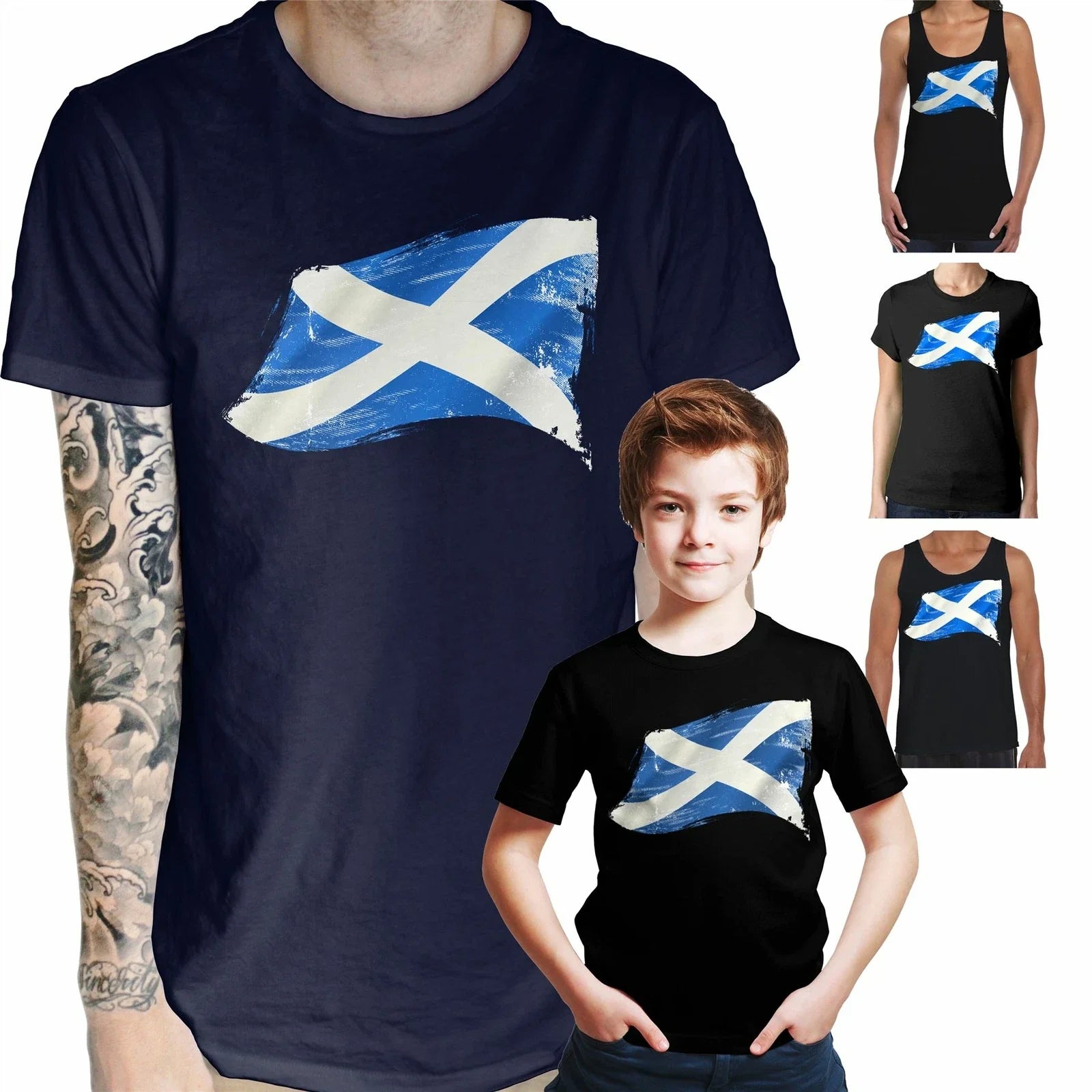 Scotland Flag T Shirt - Scotlish Saltyyre European Football Soccer Rugby Euros Unisex , , , Long Sleeve Tee