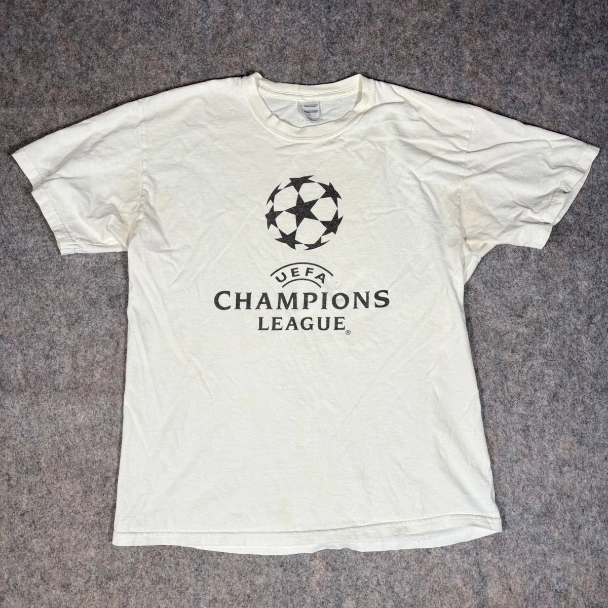 UEFA Champions League Mens Large White Fair Graphic Soccer Tee Unisex , , , Long Sleeve Tee