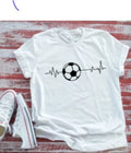Soccer Ball Heartbeat White Short Sleeve Unisex , , , Long Sleeve Tee
