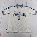 Vintage Falcons Soccer Jersey Shirt Mens Medium White Blue Cannon 1 USA 80s Unisex , , , Long Sleeve Tee