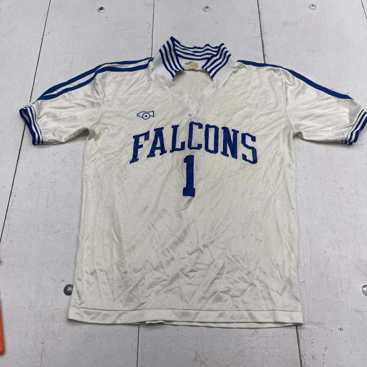 Vintage Falcons Soccer Jersey Shirt Mens Medium White Blue Cannon 1 USA 80s Unisex , , , Long Sleeve Tee