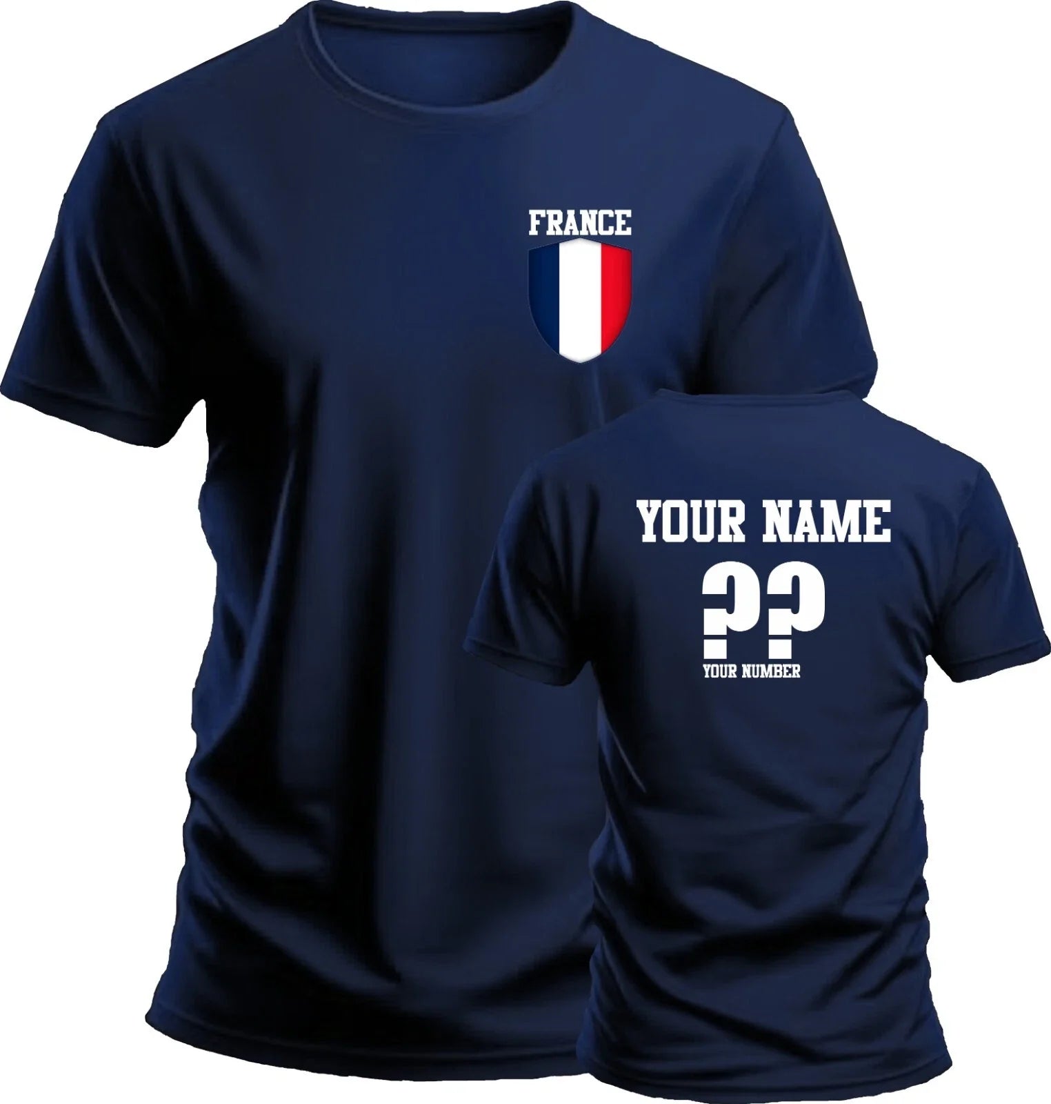 Personalise France Football Soccer Fans Sports Costume Flag Badge Top Unisex , , , Long Sleeve Tee