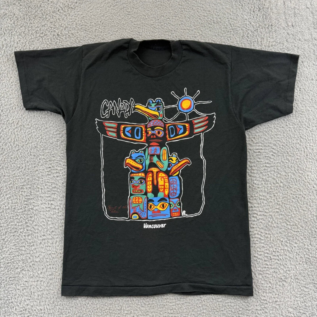 Vintage Vancouver Canada Shirt Adult Medium Black Short Sleeve 90s Travel Totem Unisex , , , Long Sleeve Tee