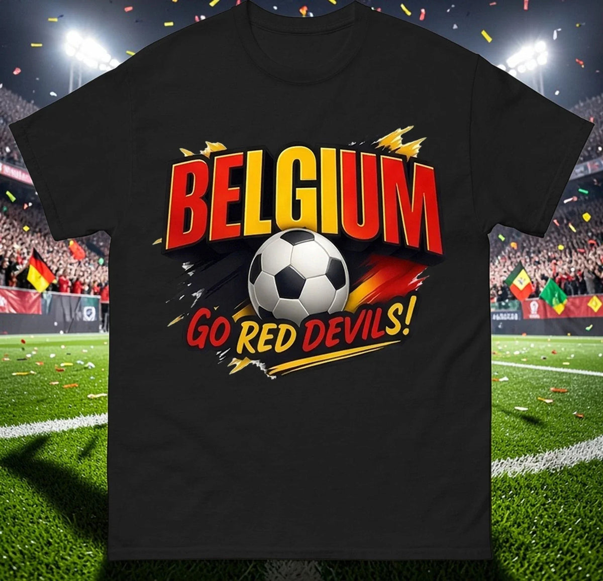 Belgium Go Red Devils , Go Red Devils Tee Shirt, Retro Football T Shirt Unisex , , , Long Sleeve Tee