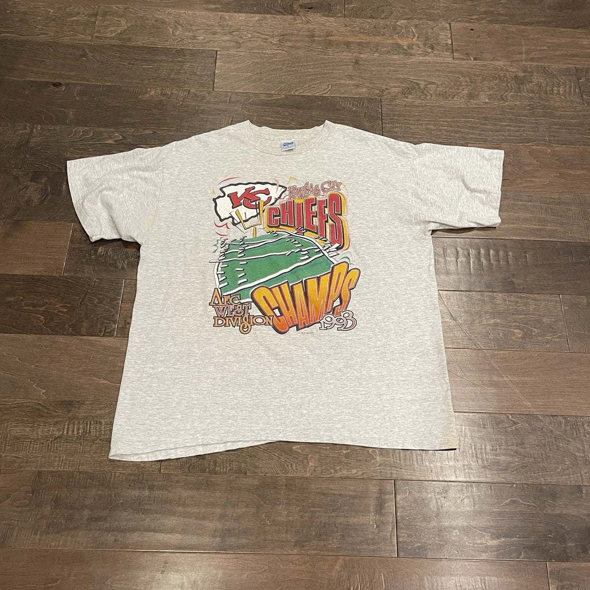 VTG 90s 1993 Kansas City Chiefs AFC Champs Tshirt Grey Mens L By Salem Made USA Unisex , , , Long Sleeve Tee