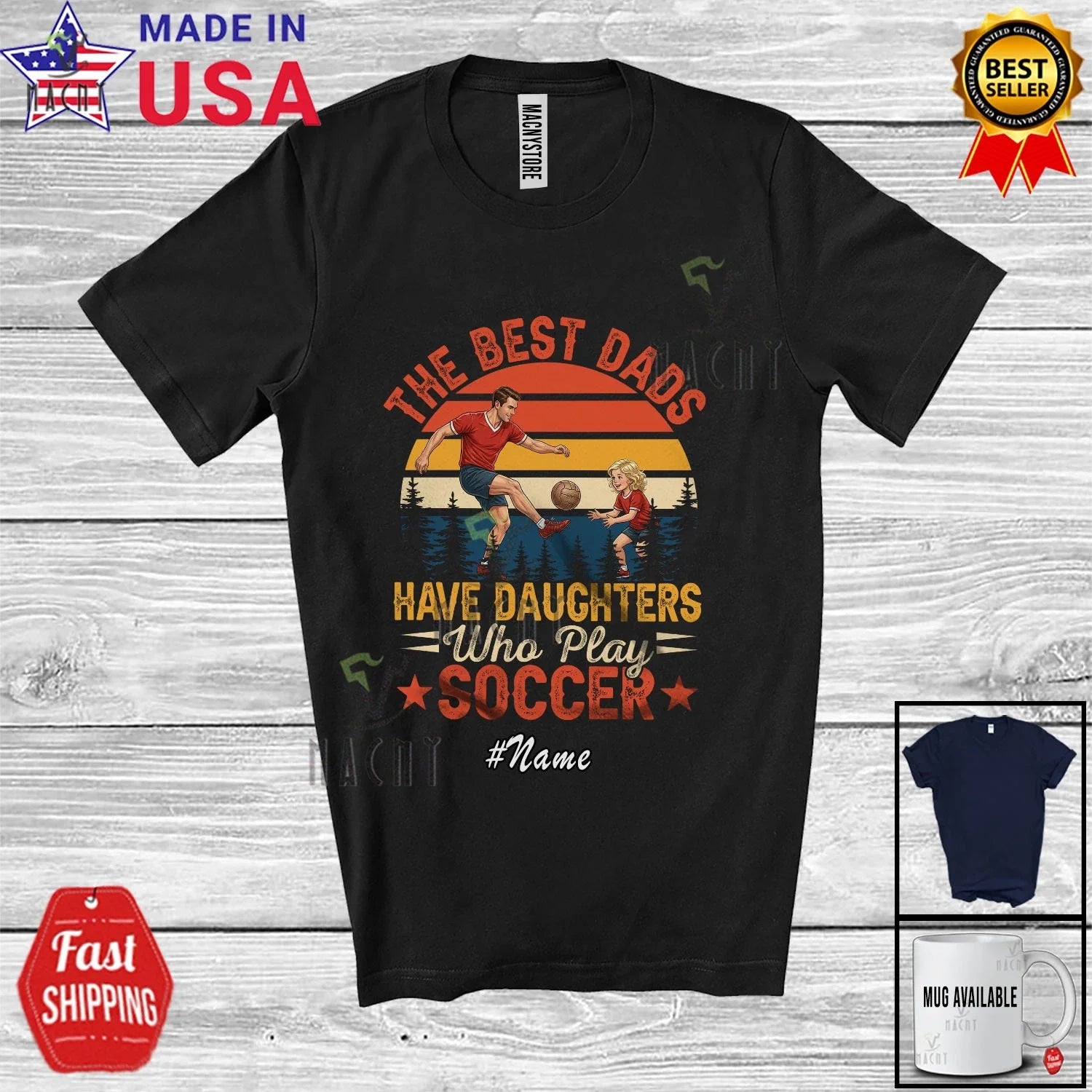 Custom Name Best Dads Daughters Play Soccer; Father's Day Player Retro Shirt Unisex , , , Long Sleeve Tee