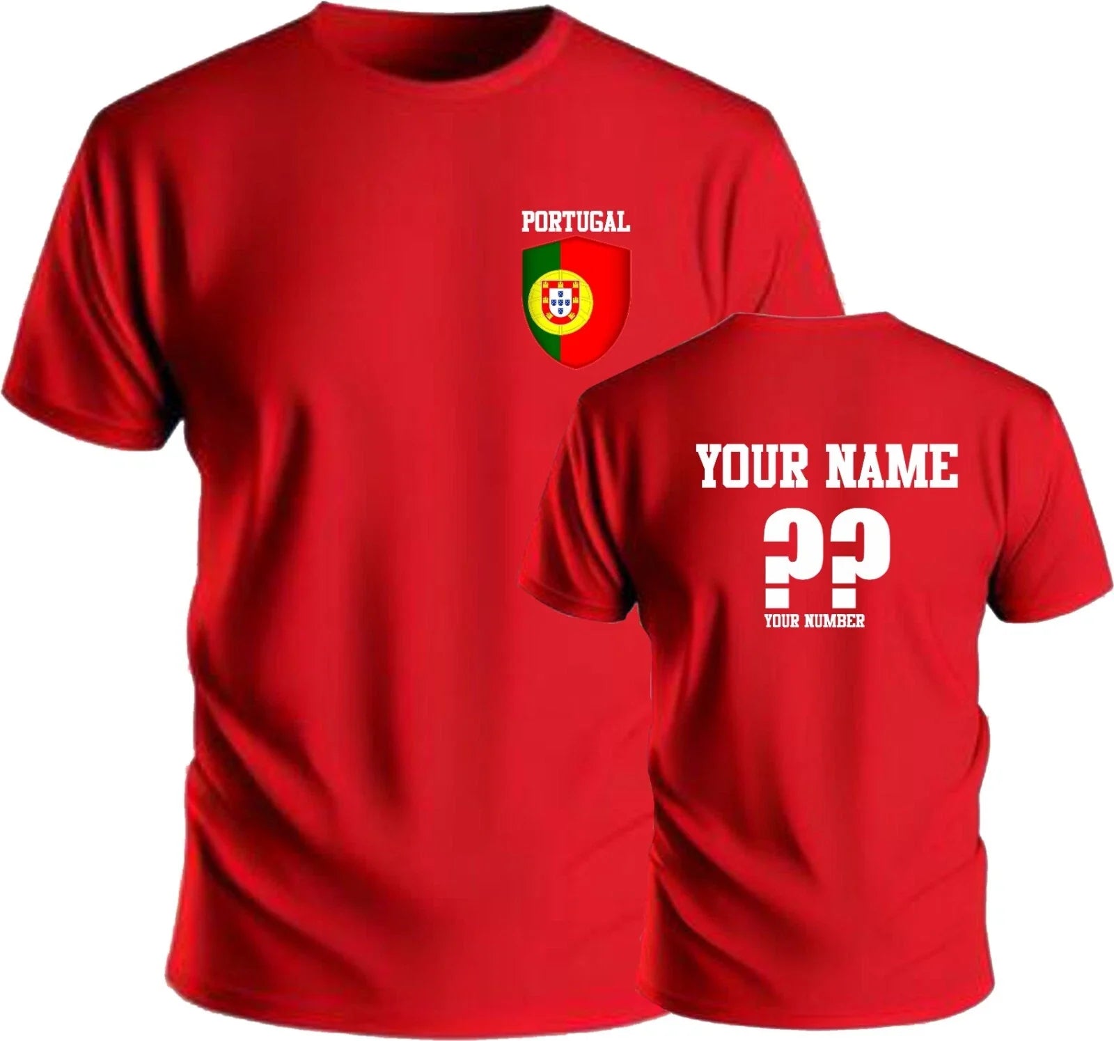 Personalise Portugal Football Soccer Fans Sports Costume Flag Badge Top Unisex , , , Long Sleeve Tee