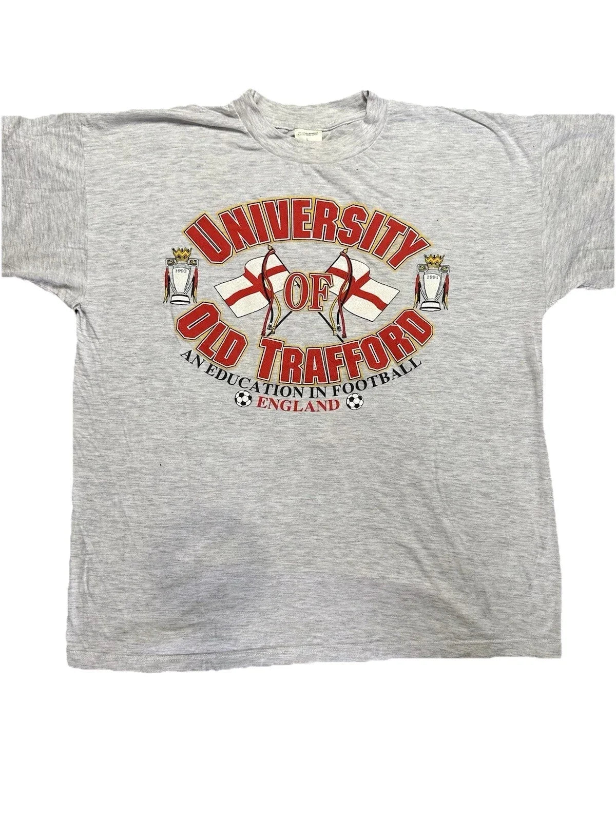 Vintage Old Trafford University T Shirt Double Sided EPL Manchester Unique Unisex , , , Long Sleeve Tee