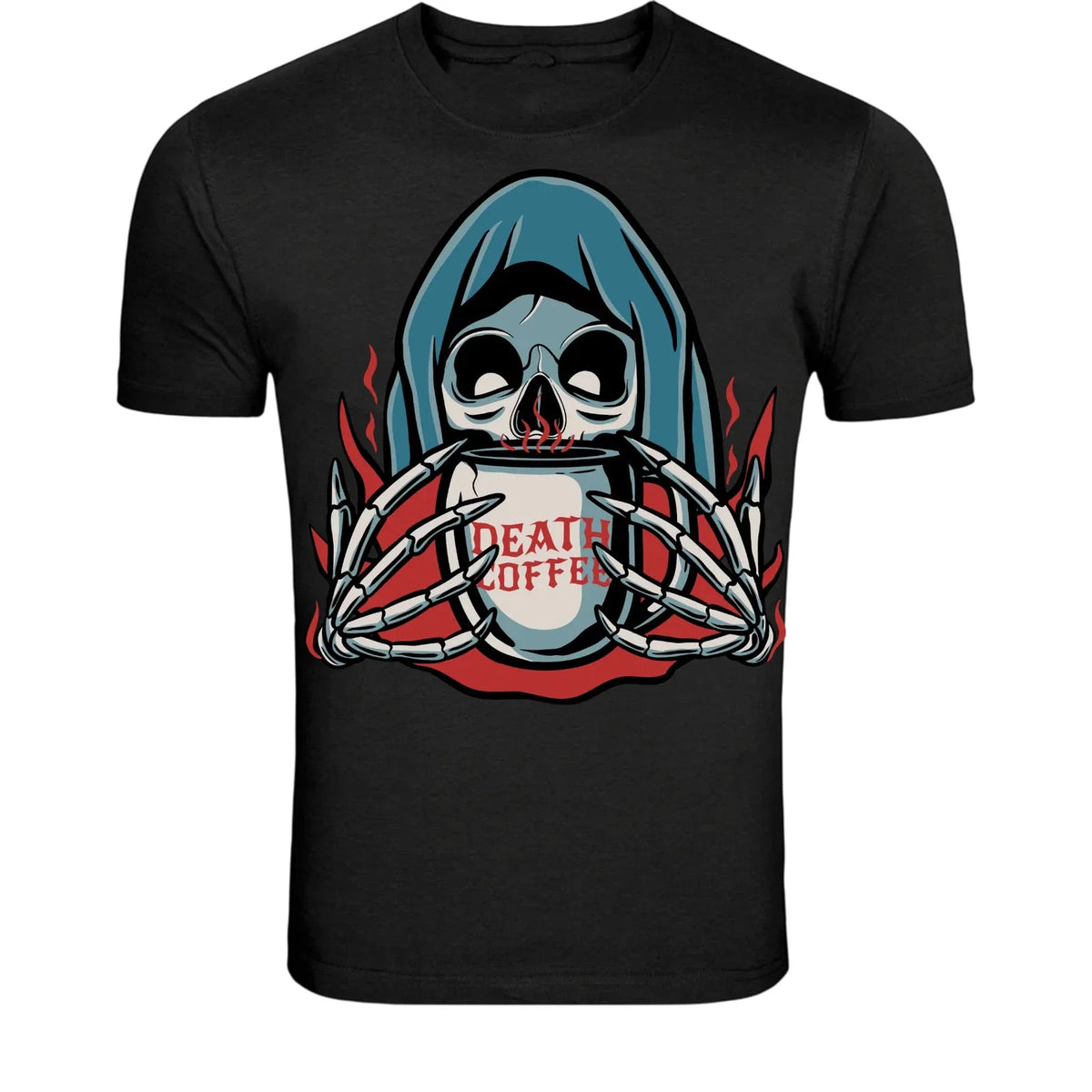Death Coffee Grim Reaper - Dark Humor Coffee Graphic Tee Unisex , , , Long Sleeve Tee