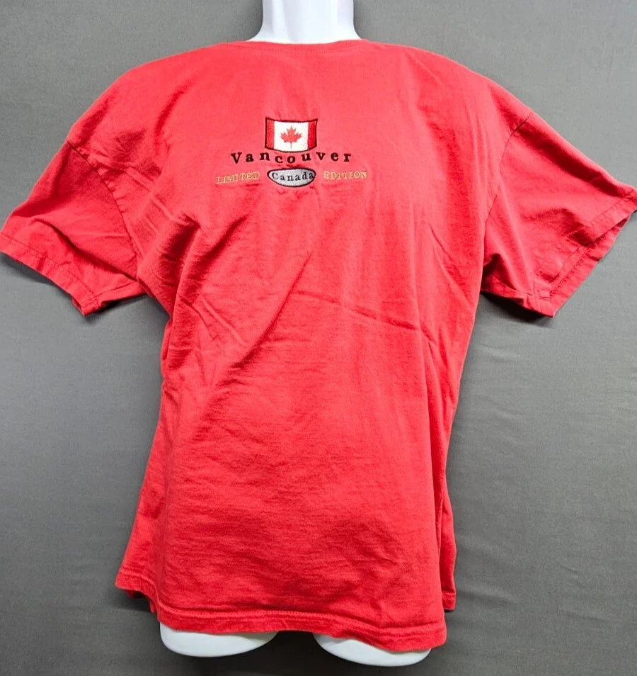 Vancouver Canada Men's Red Large Casual Short Sleeve Cotton Maple Leaf Unisex , , , Long Sleeve Tee