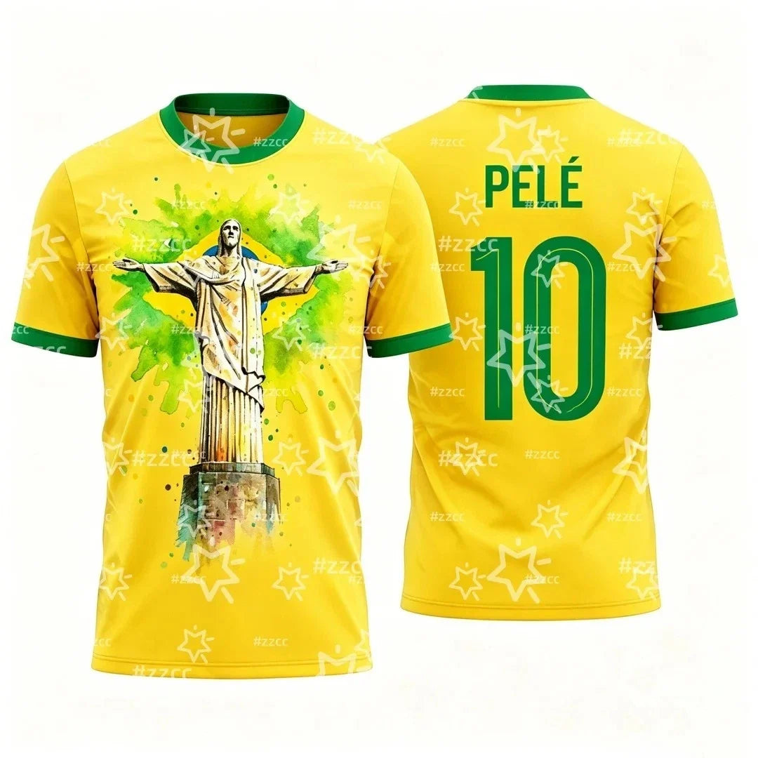 Pele Brazil Football 2026 World Cup Polyester Tees Unisex , , , Long Sleeve Tee